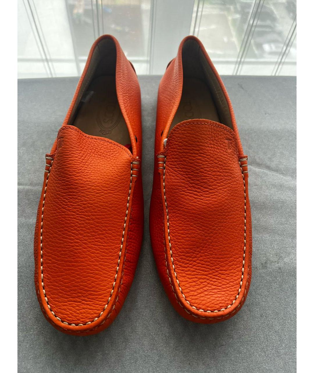 TOD'S Оранжевые кожаные мокасины, фото 4