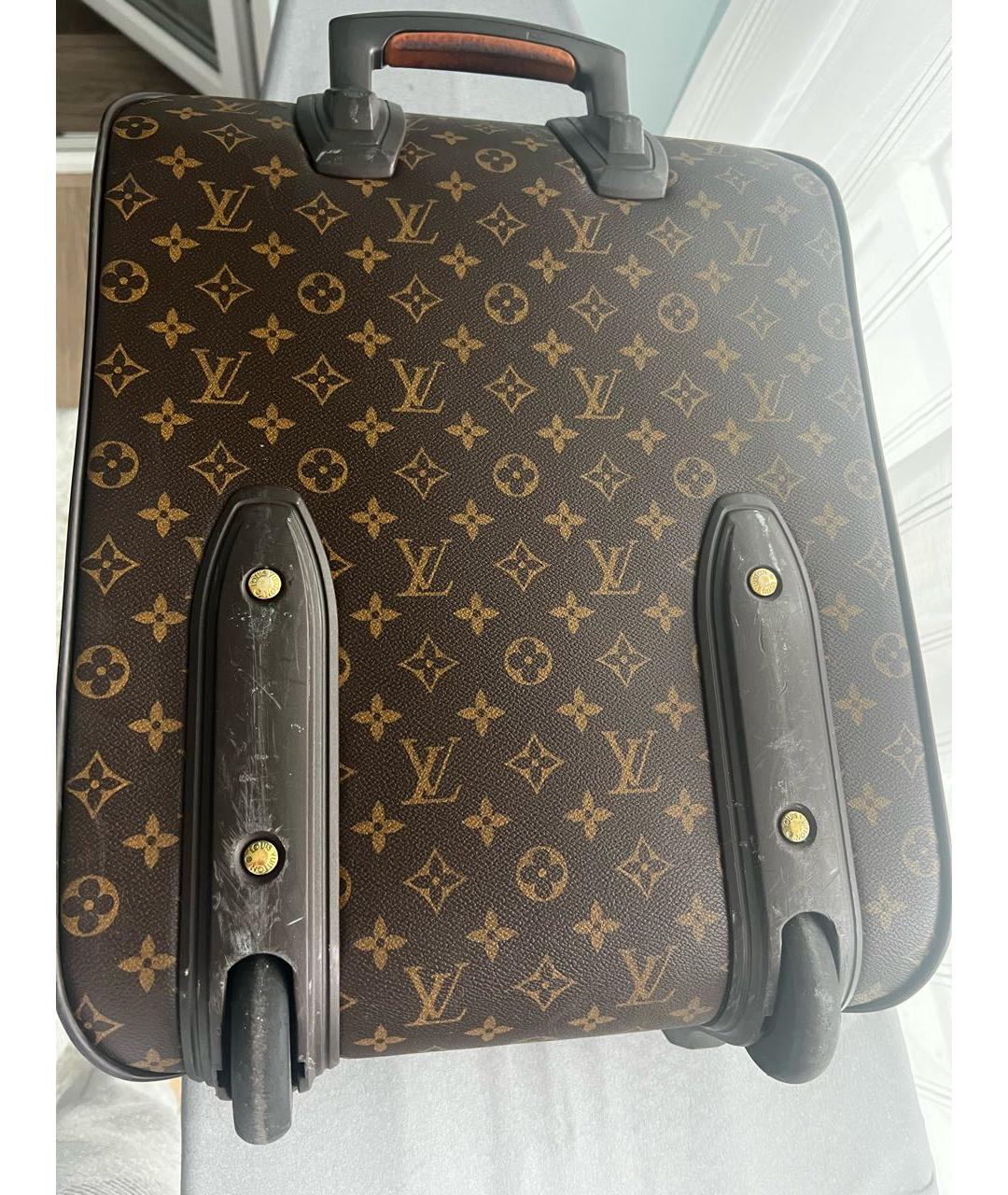 LOUIS VUITTON Коричневый чемодан из канвы, фото 4