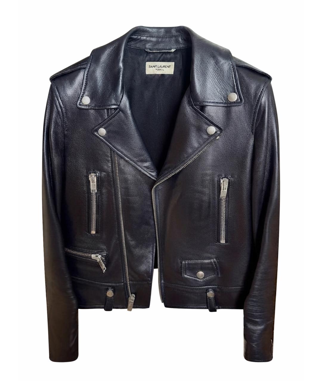 SAINT LAURENT Черная кожаная куртка, фото 1