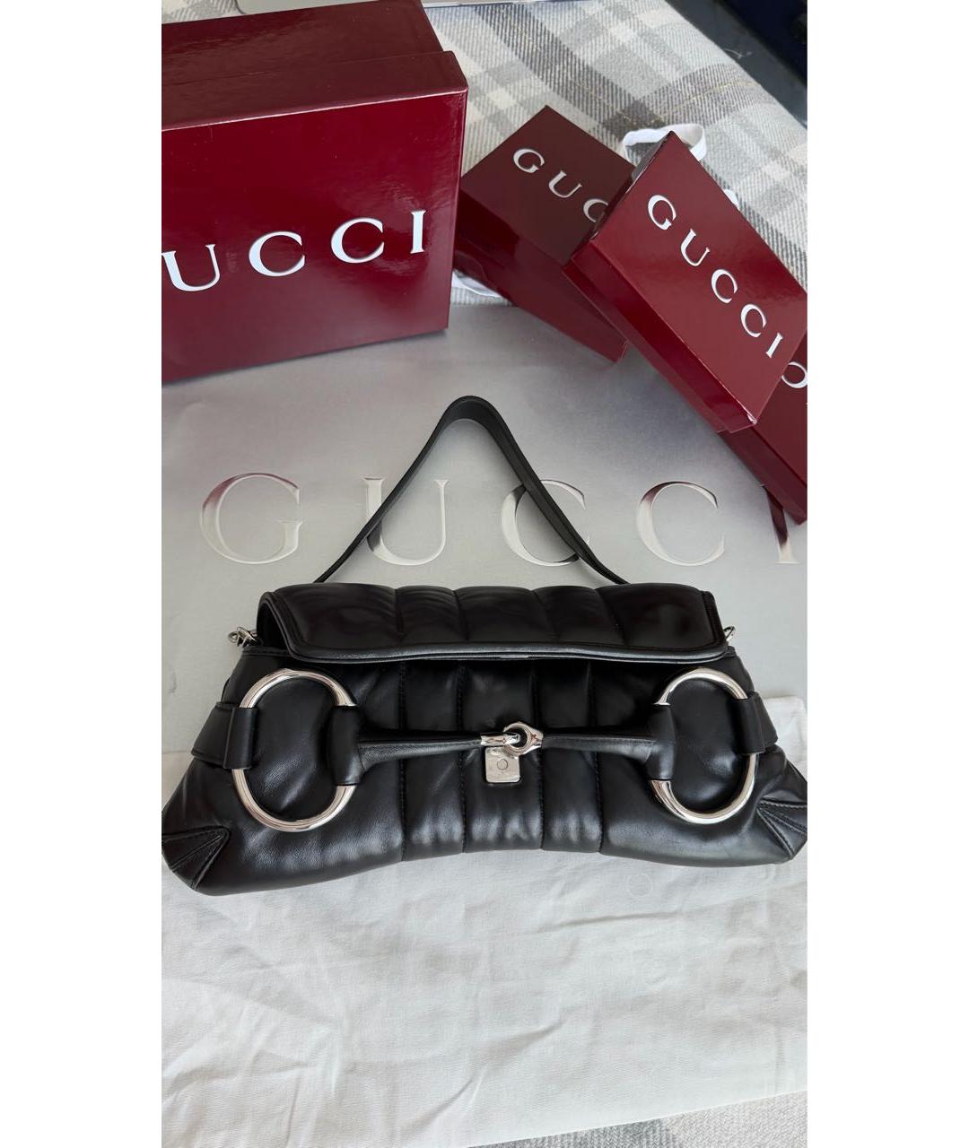 GUCCI Черная кожаная сумка с короткими ручками, фото 3