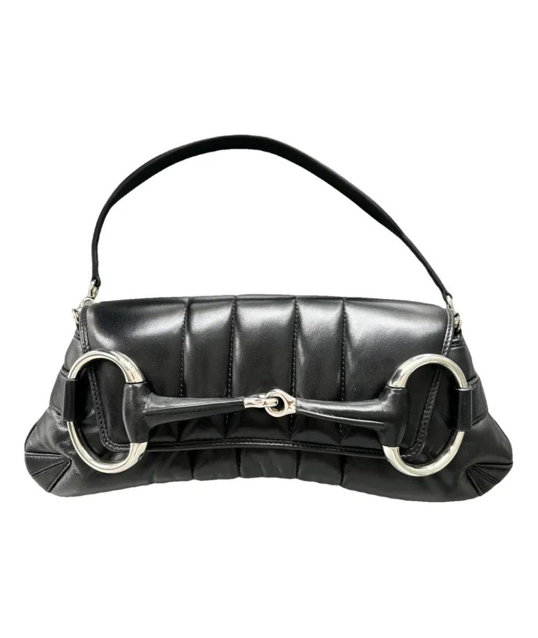 GUCCI Черная кожаная сумка с короткими ручками, фото 1