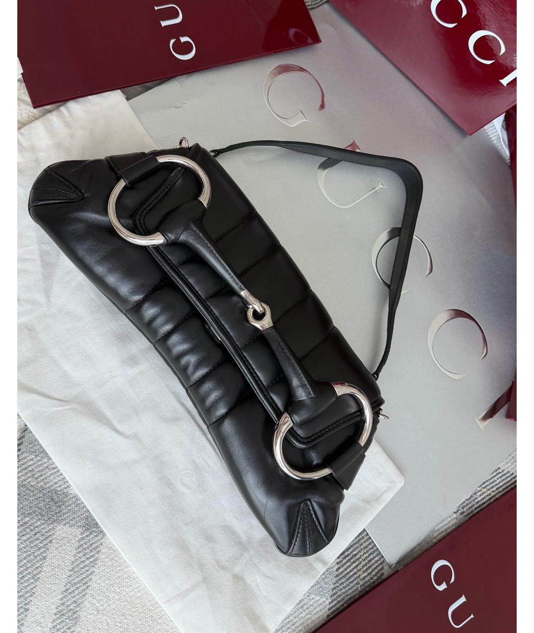 GUCCI Черная кожаная сумка с короткими ручками, фото 2