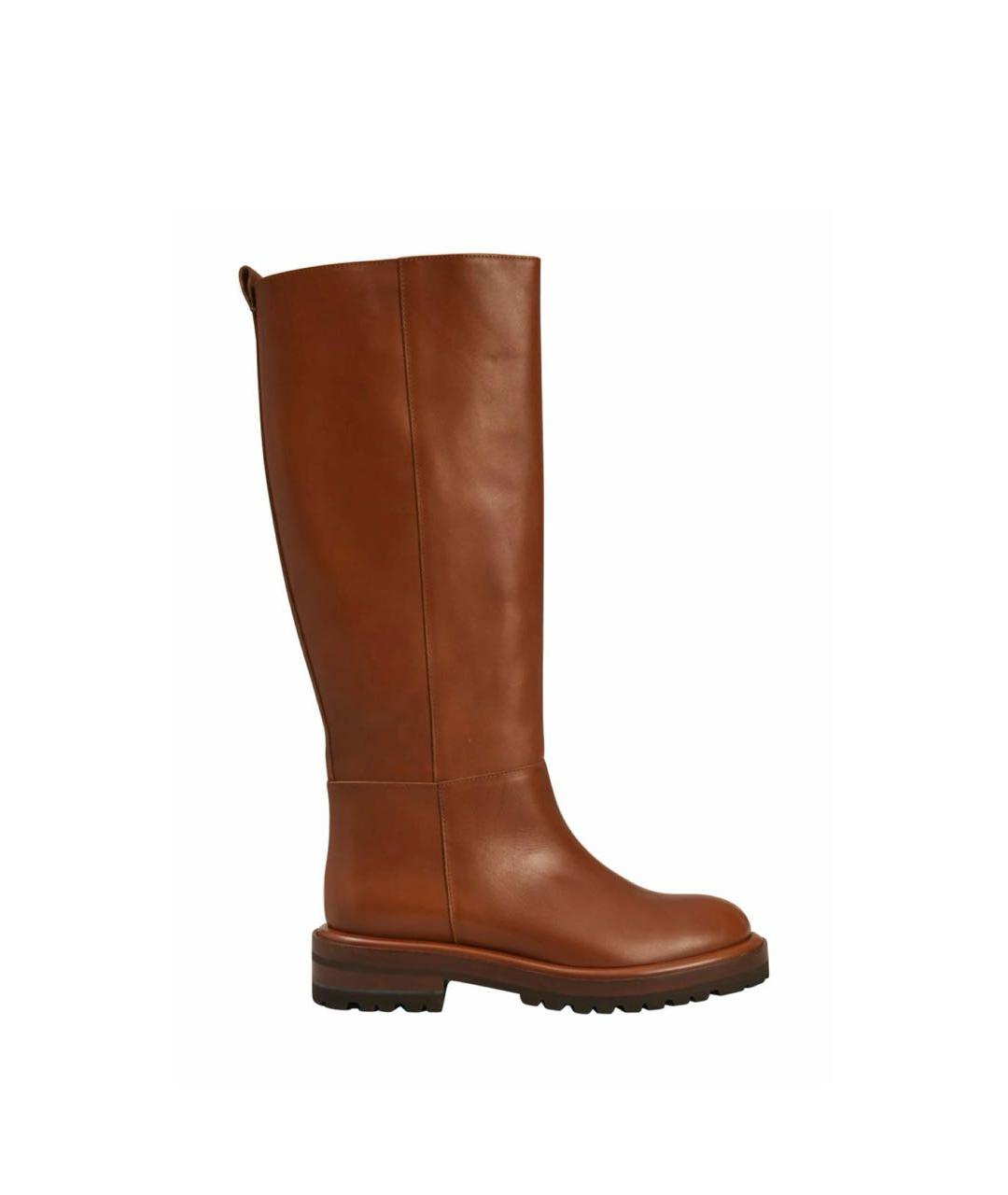 WEEKEND MAX MARA Оранжевые кожаные сапоги, фото 9