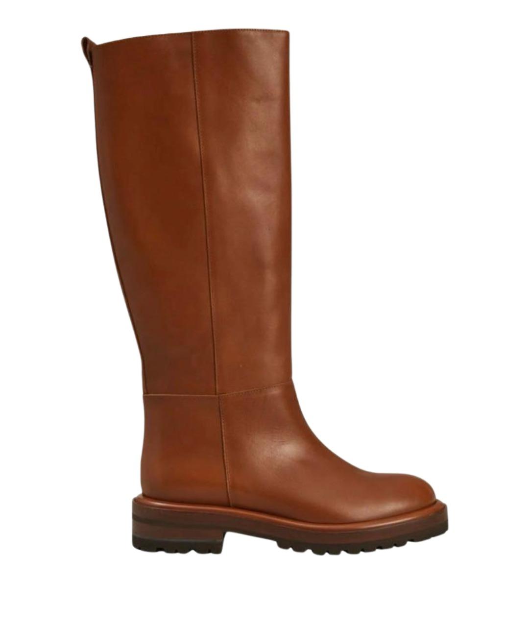 WEEKEND MAX MARA Оранжевые кожаные сапоги, фото 1