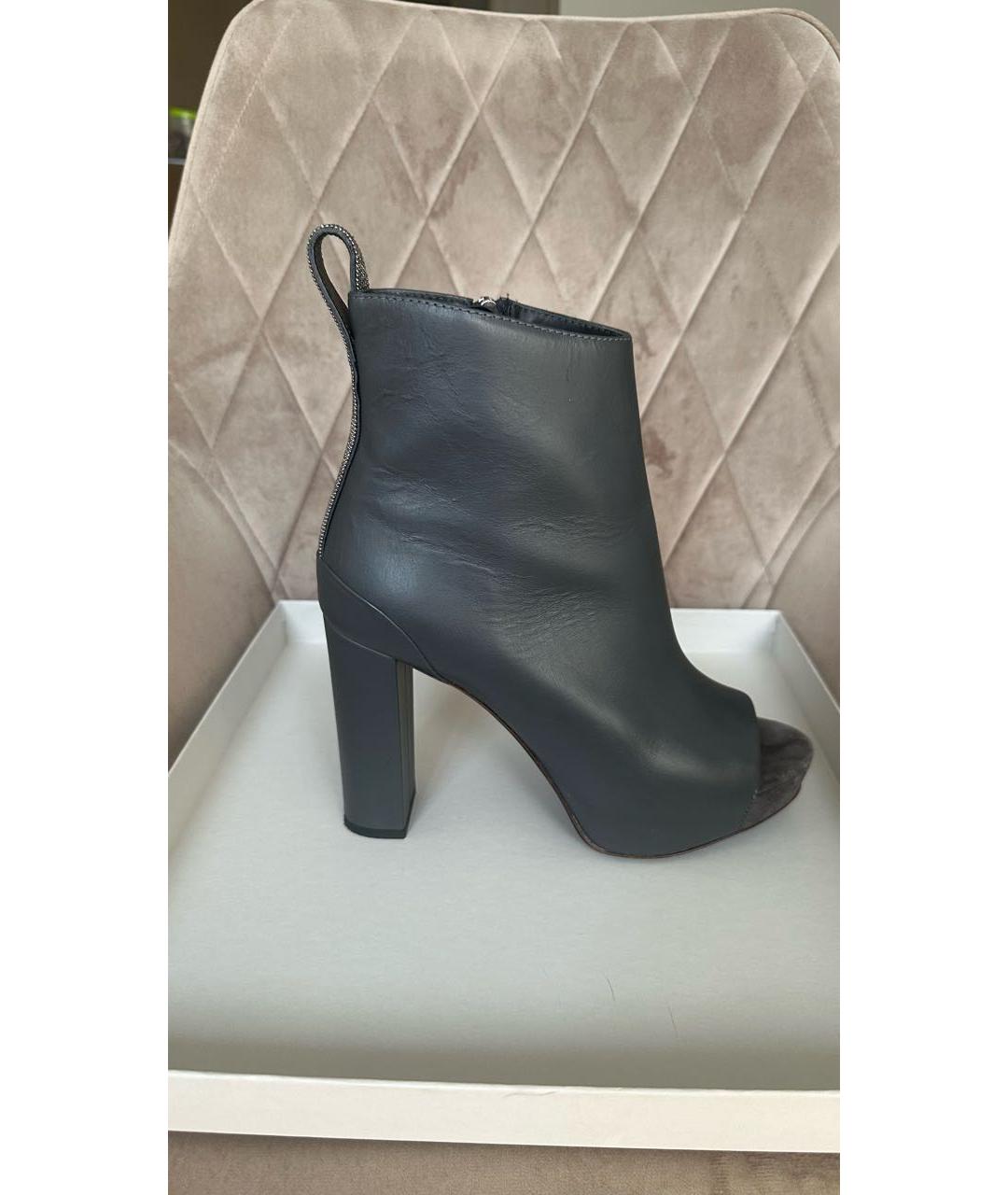 BRUNELLO CUCINELLI Серые кожаные ботильоны, фото 7