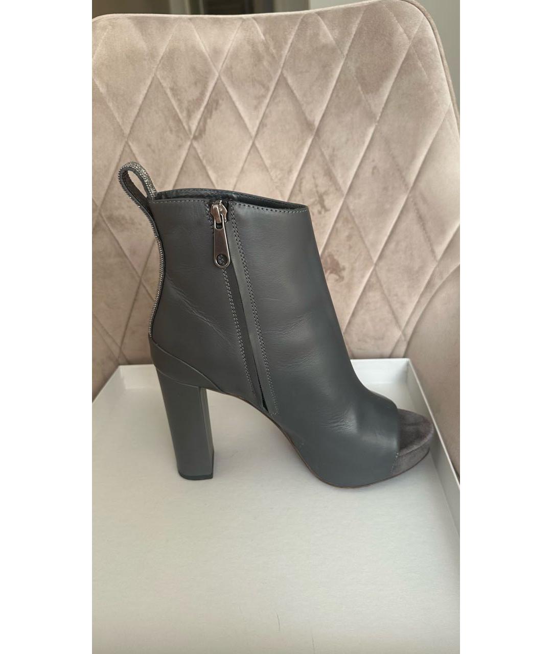 BRUNELLO CUCINELLI Серые кожаные ботильоны, фото 6