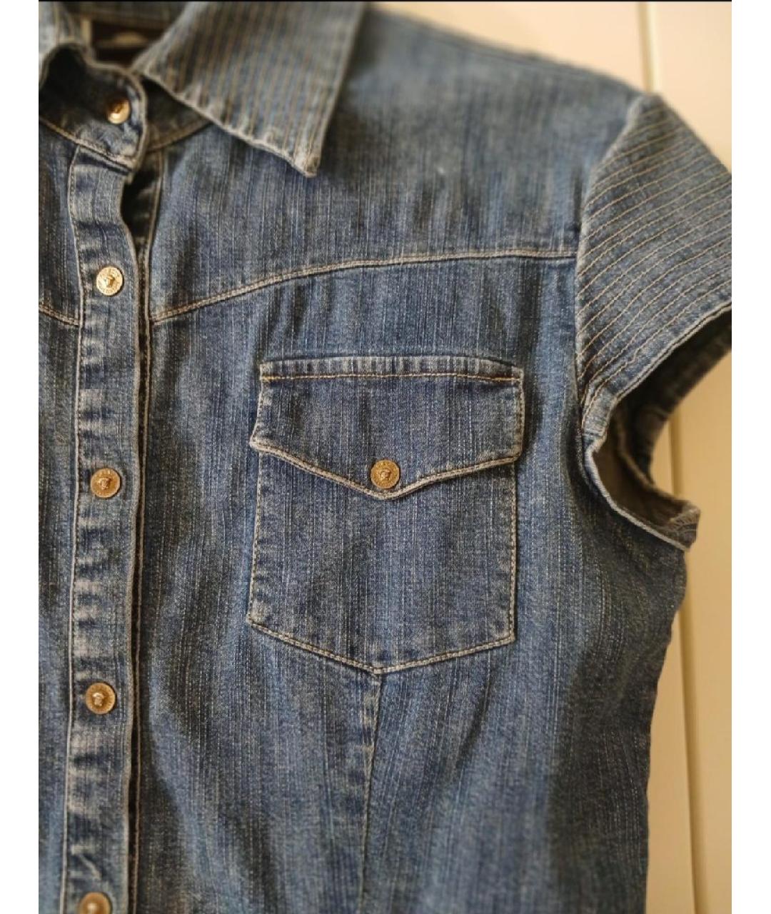 VERSACE Синяя деним рубашка, фото 4
