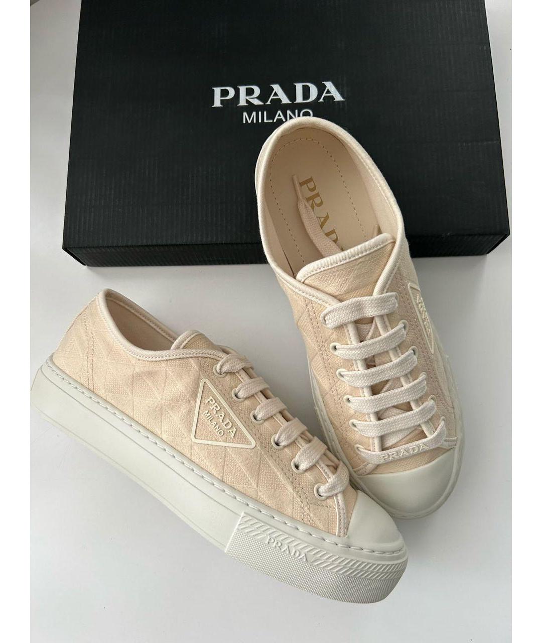PRADA Бежевые кеды, фото 8