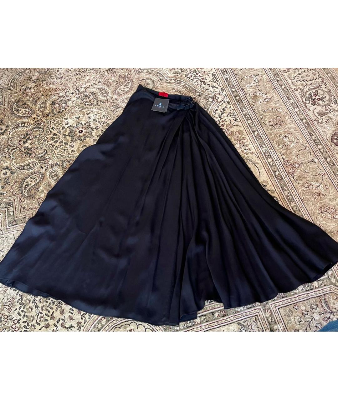 LANVIN Черная вискозная юбка макси, фото 3