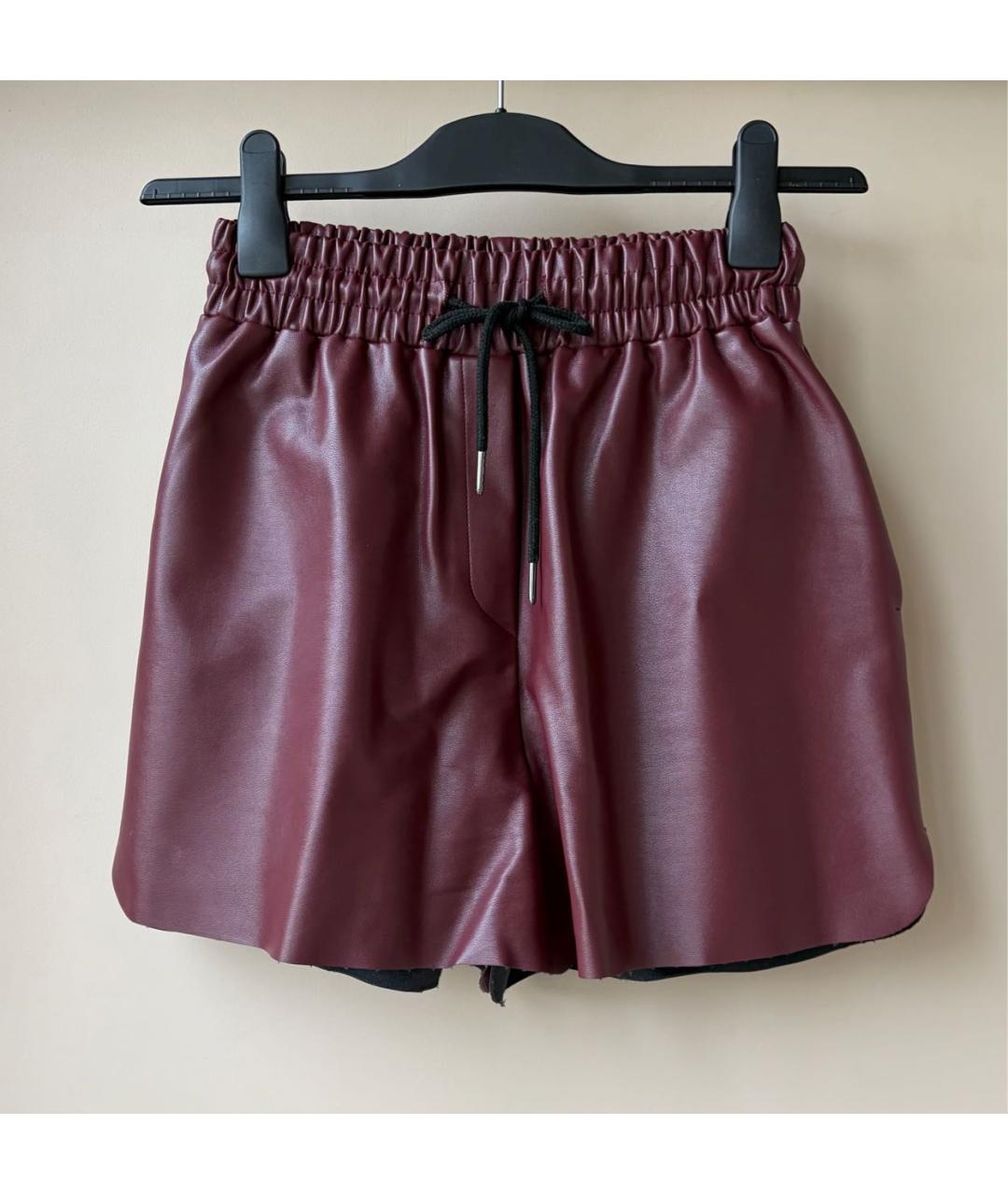 THE FRANKIE SHOP Бордовые полиуретановые шорты, фото 2
