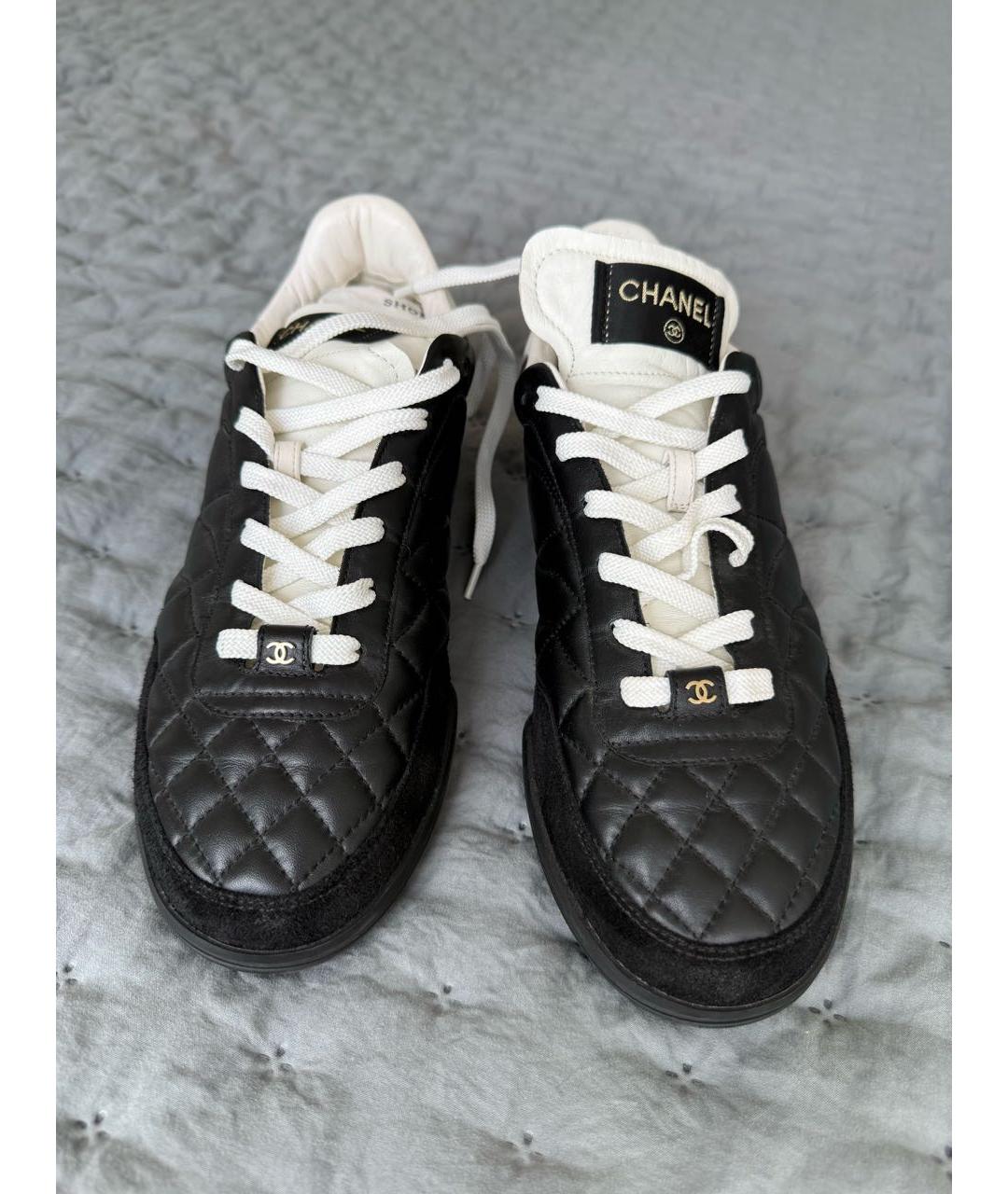 CHANEL Черные кожаные кеды, фото 2
