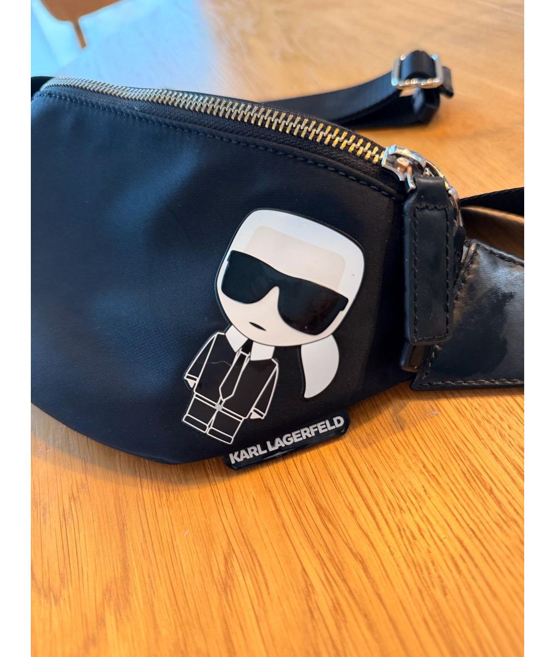 KARL LAGERFELD Черная нейлоновая поясная сумка, фото 2