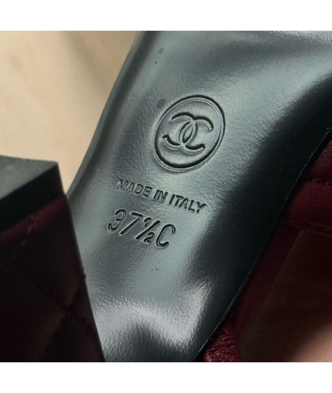 CHANEL Бордовые кожаные туфли, фото 5