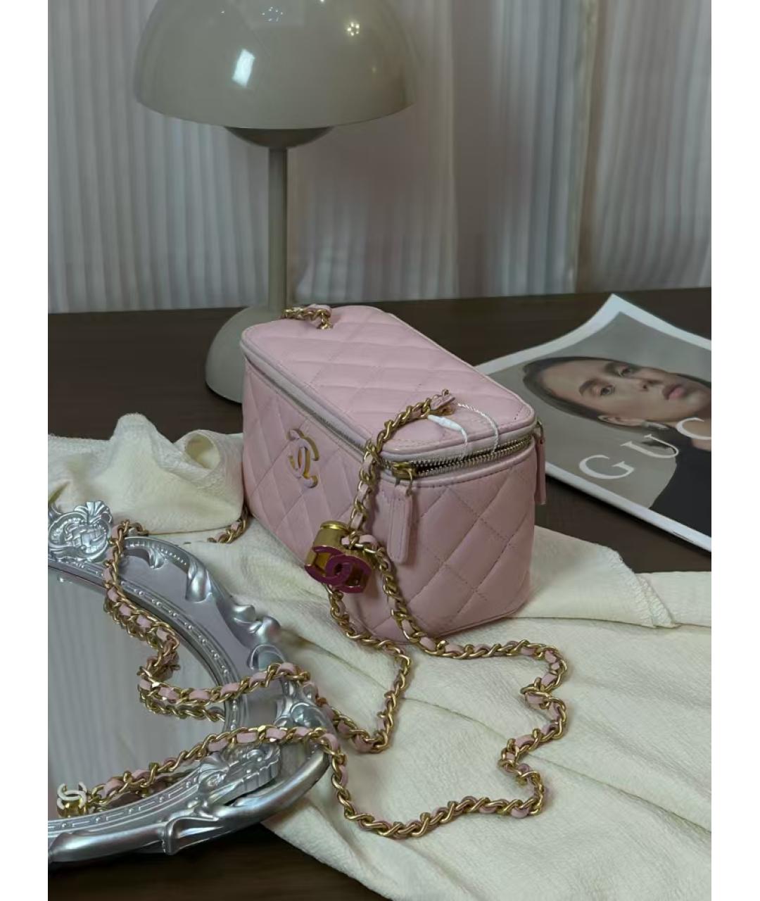 CHANEL Розовая кожаная сумка через плечо, фото 4
