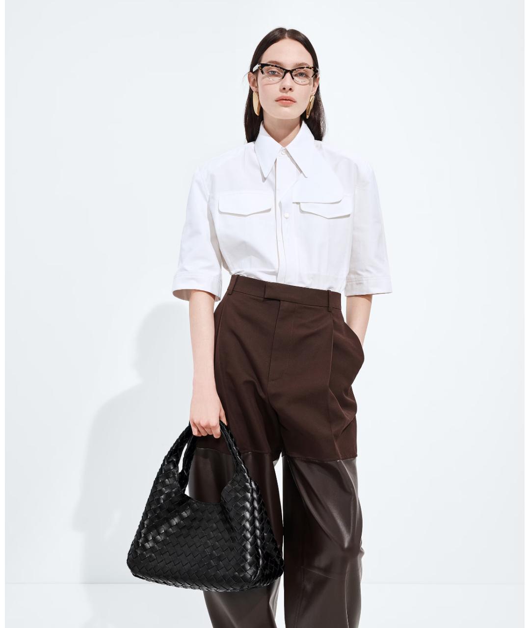 BOTTEGA VENETA Черная кожаная сумка с короткими ручками, фото 4