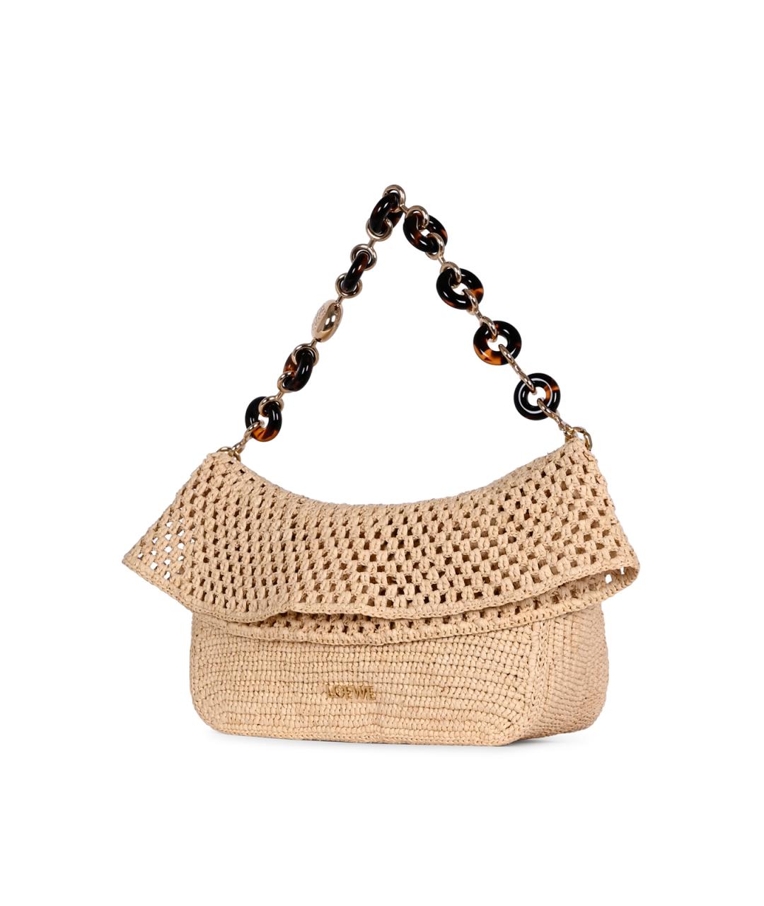LOEWE Бежевая рафиевая сумка через плечо, фото 4
