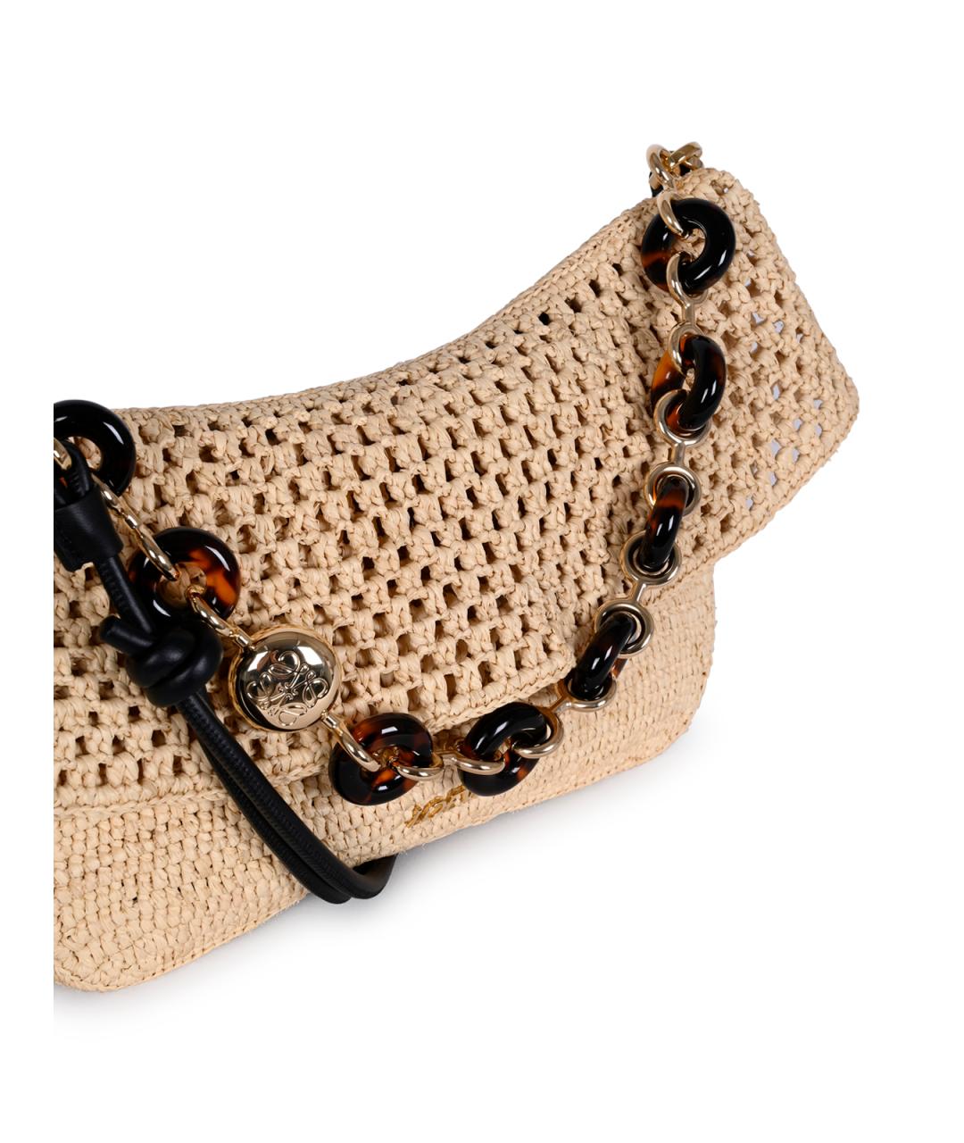 LOEWE Бежевая рафиевая сумка через плечо, фото 8