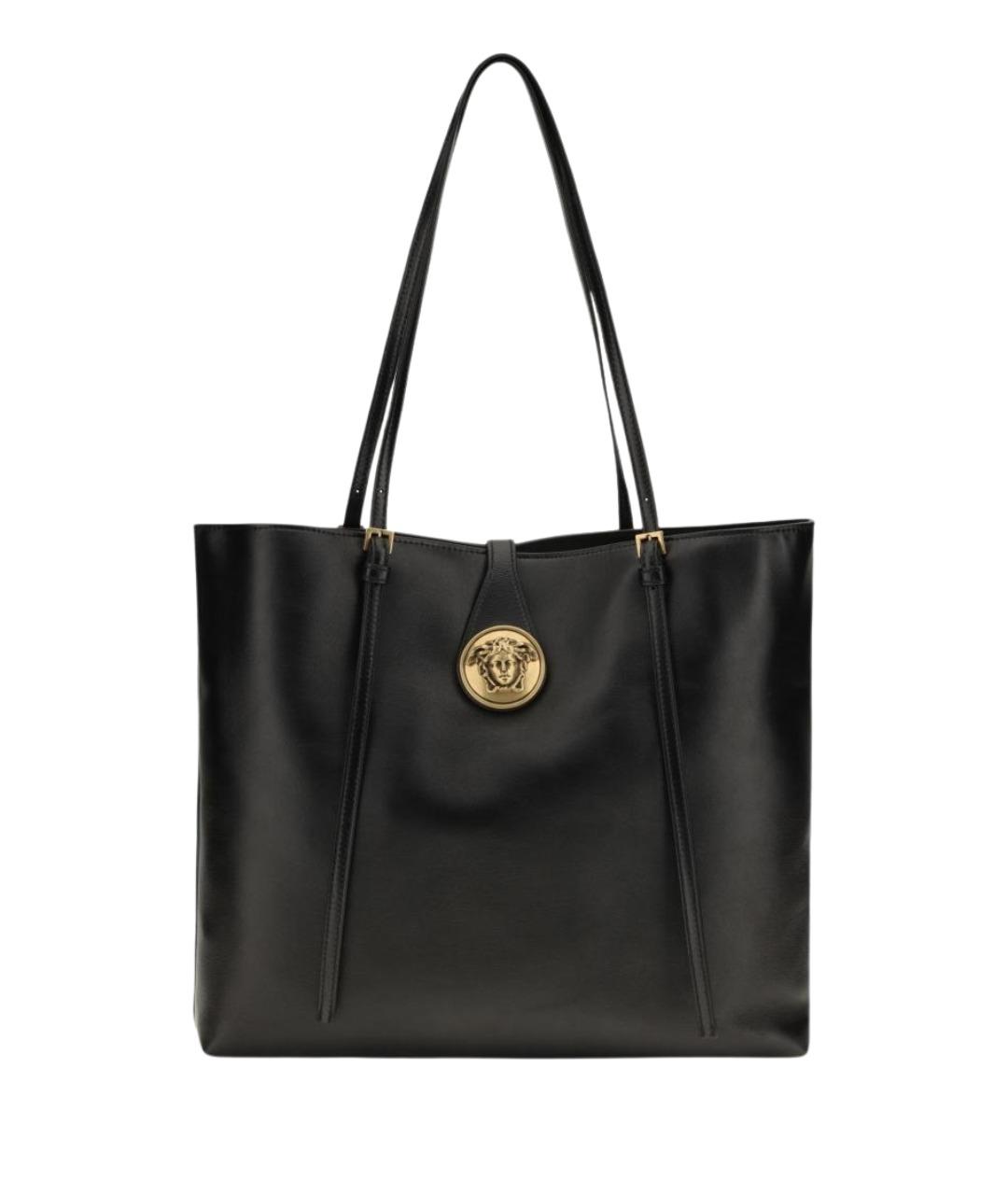VERSACE Черная кожаная сумка тоут, фото 1