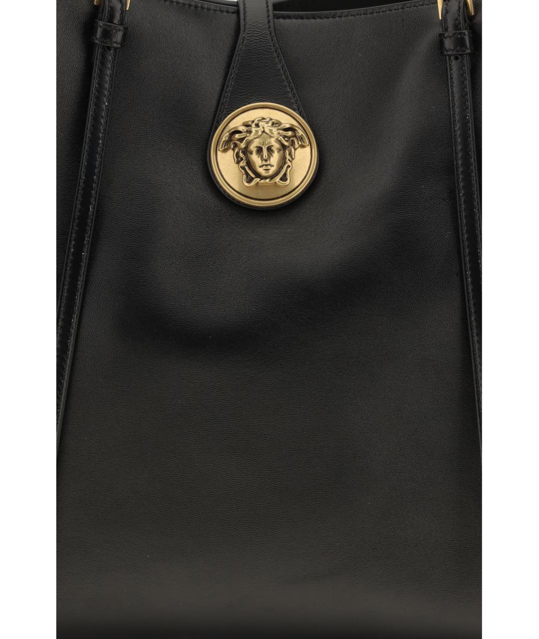 VERSACE Черная кожаная сумка тоут, фото 4