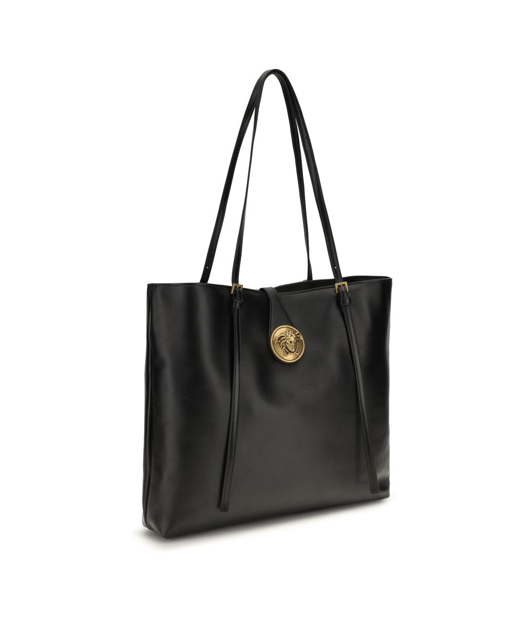 VERSACE Черная кожаная сумка тоут, фото 2