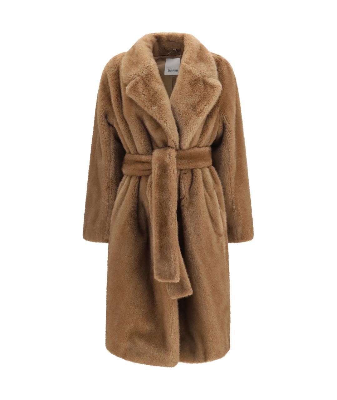 'S MAX MARA Коричневая полиэстеровая шуба, фото 1