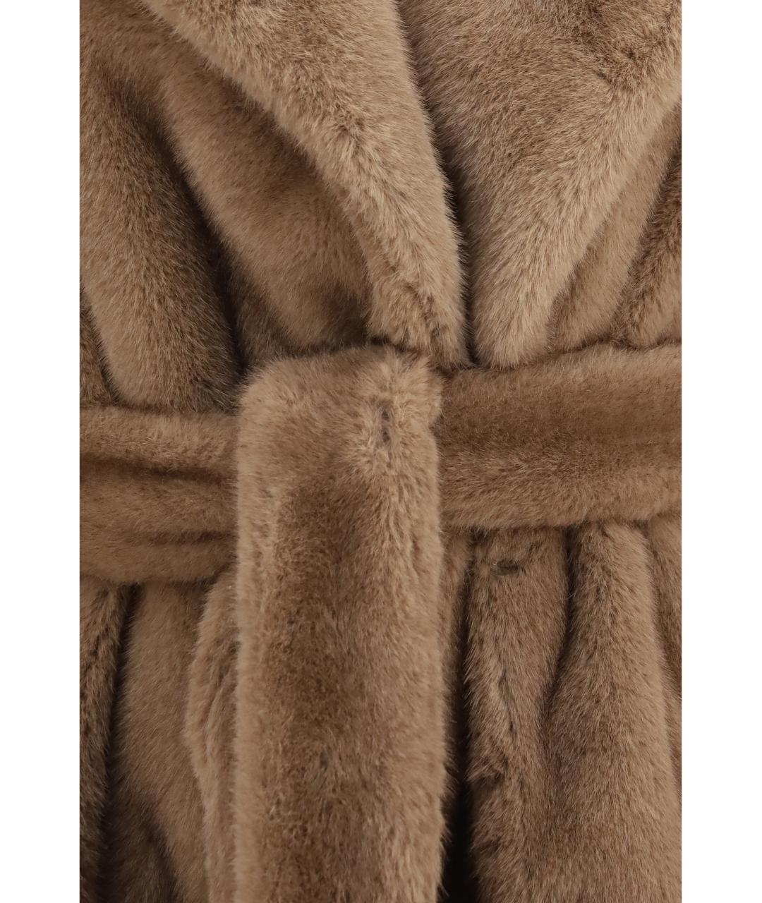 'S MAX MARA Коричневая полиэстеровая шуба, фото 3