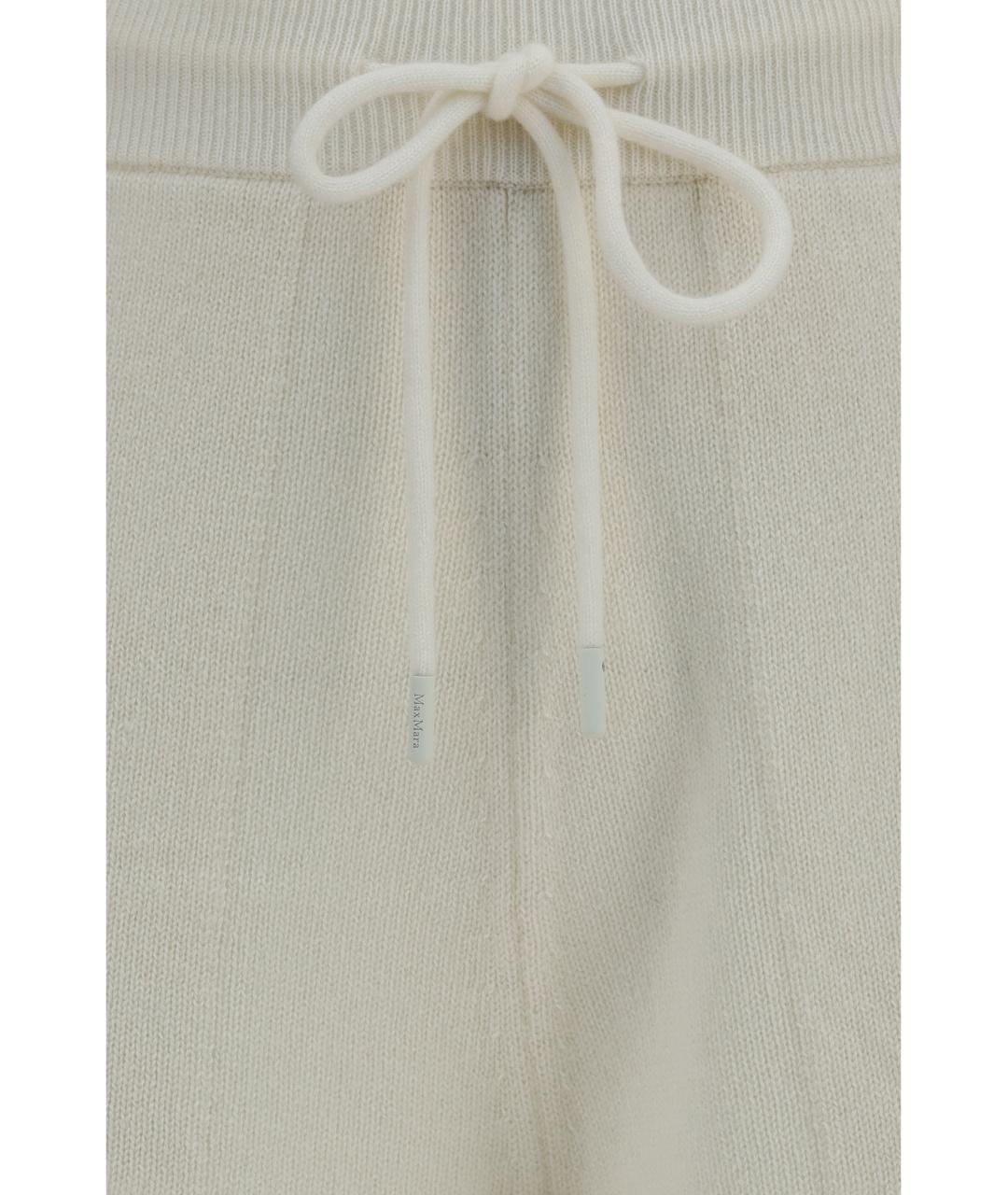 MAX MARA Белые кашемировые прямые брюки, фото 3