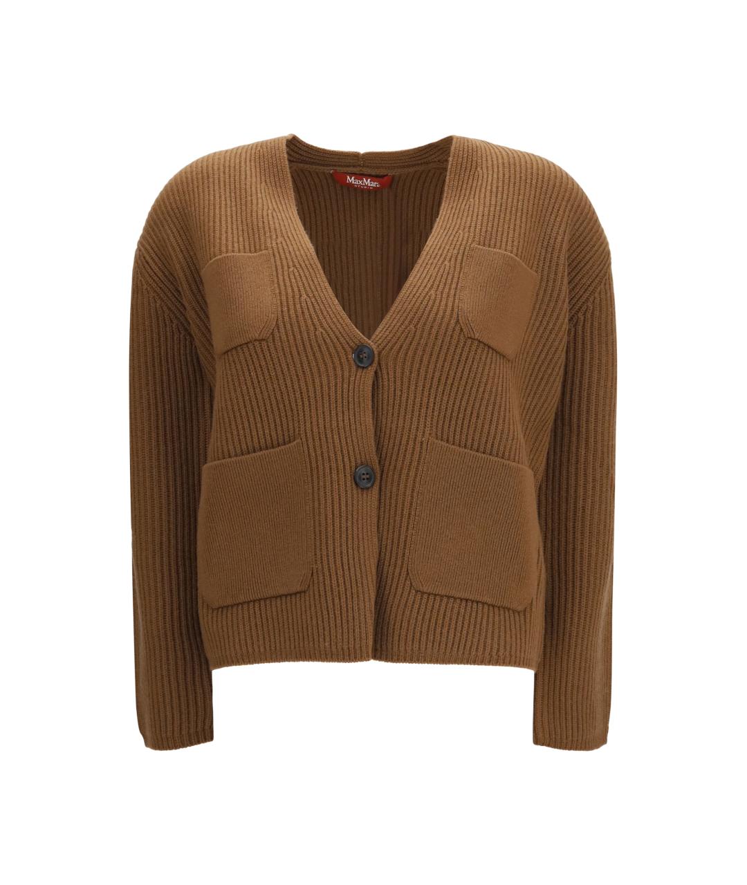 MAX MARA STUDIO Коричневый шерстяной кардиган, фото 1