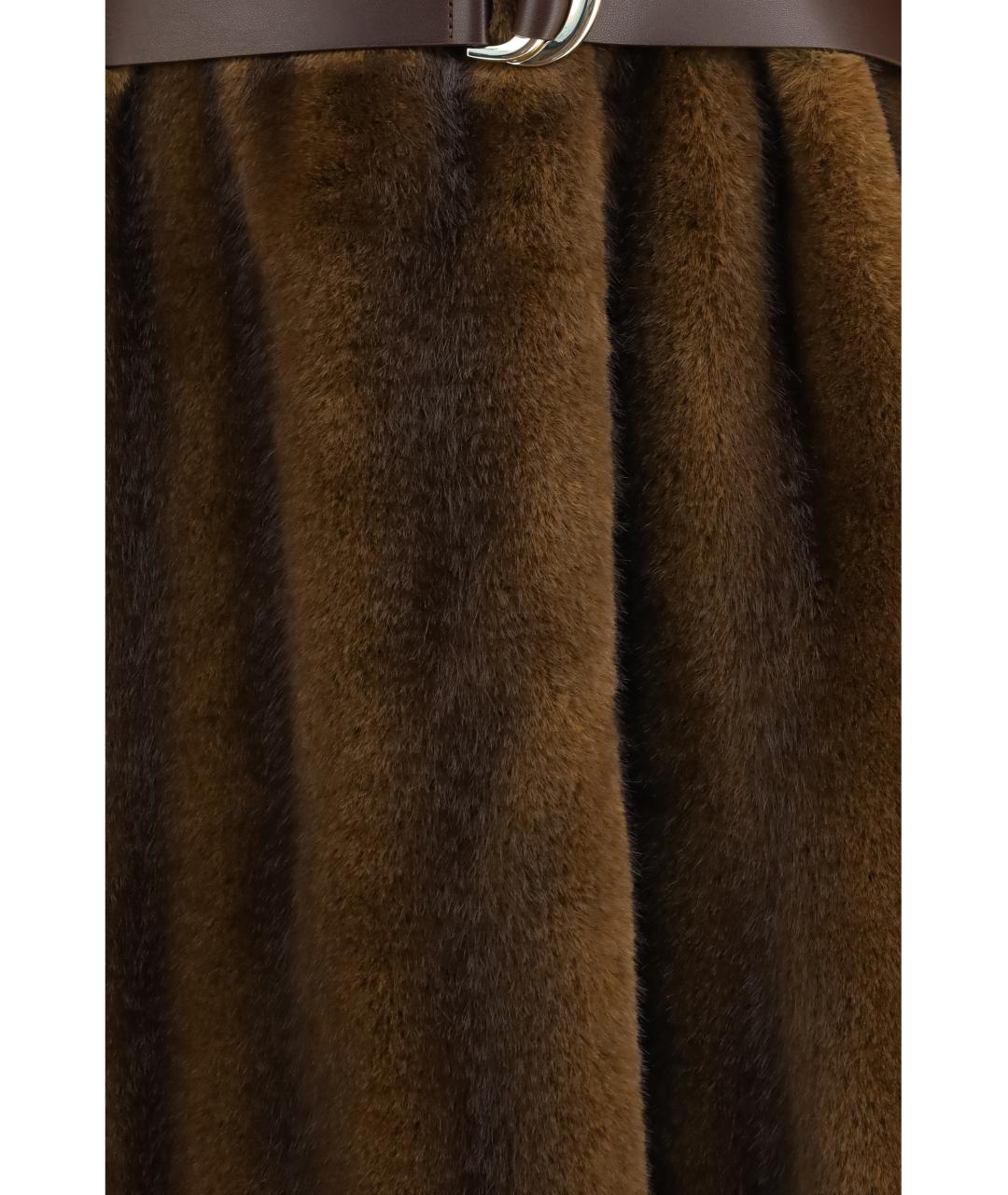 MAX MARA STUDIO Коричневая полиэстеровая шуба, фото 3