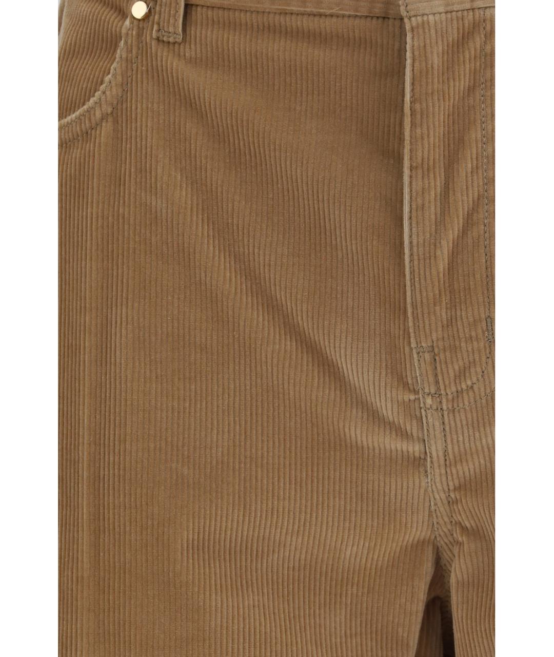 MAX MARA STUDIO Бежевые хлопковые прямые брюки, фото 3