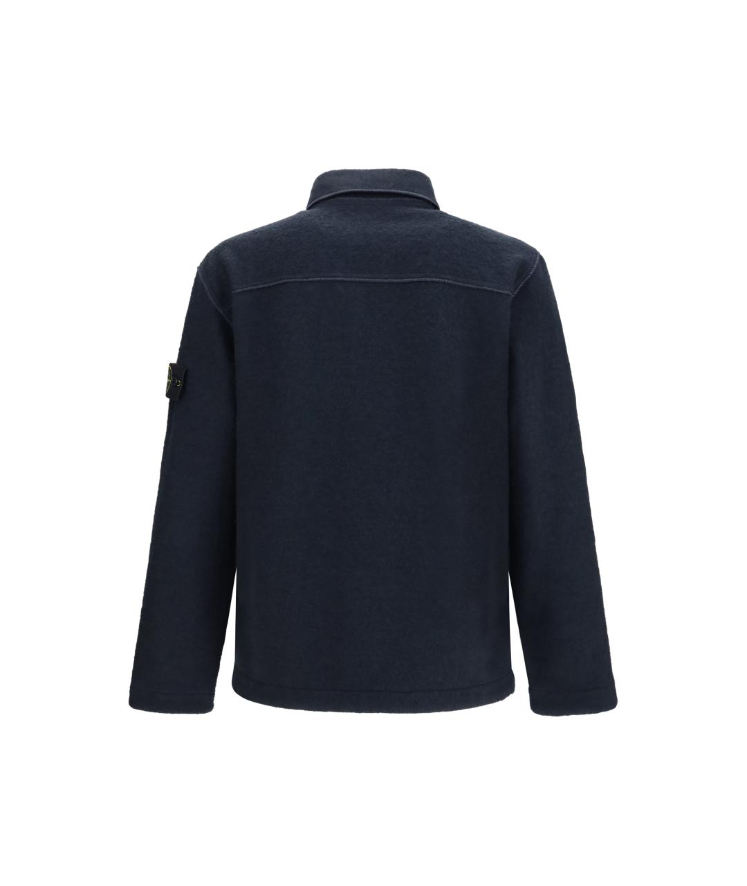 STONE ISLAND Синяя шерстяная кэжуал рубашка, фото 2