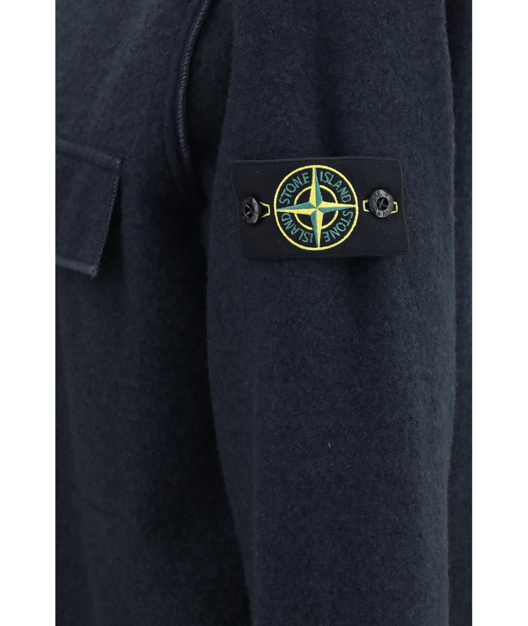 STONE ISLAND Синяя шерстяная кэжуал рубашка, фото 3