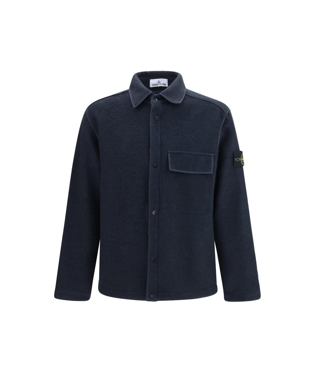 STONE ISLAND Синяя шерстяная кэжуал рубашка, фото 1