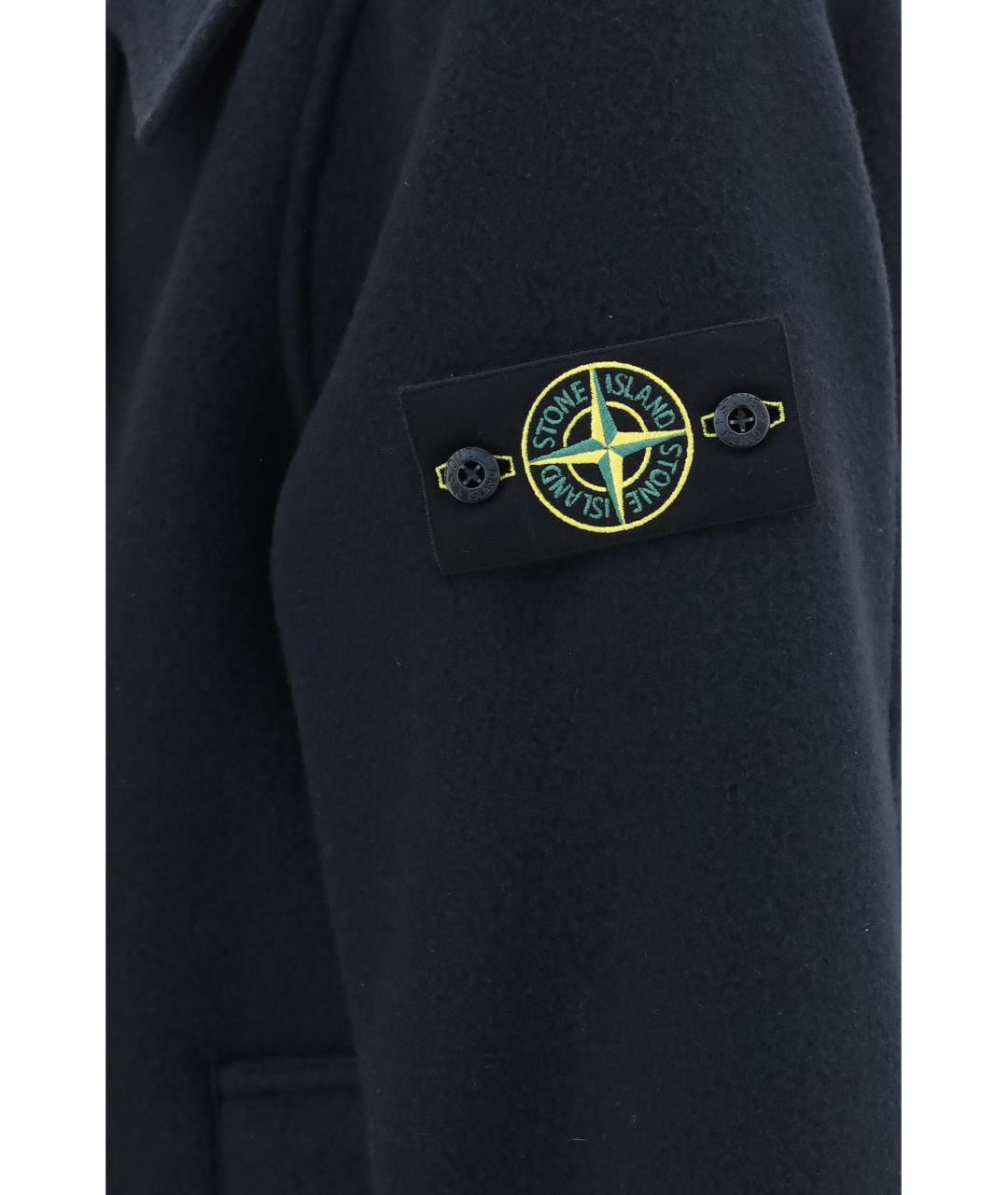 STONE ISLAND Синее шерстяное пальто, фото 3