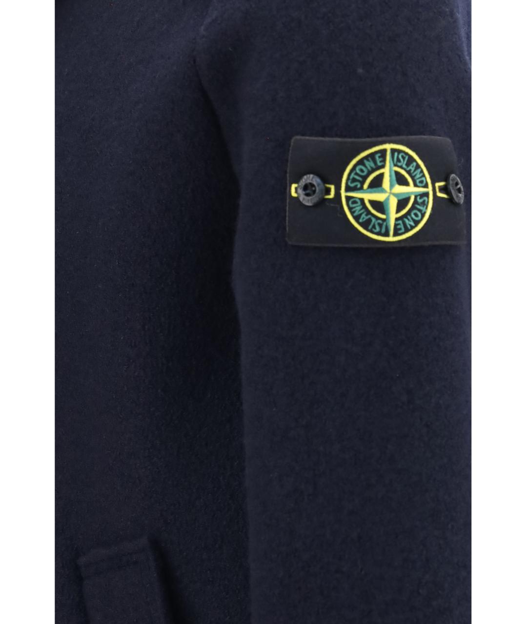 STONE ISLAND Темно-синяя шерстяная куртка, фото 3