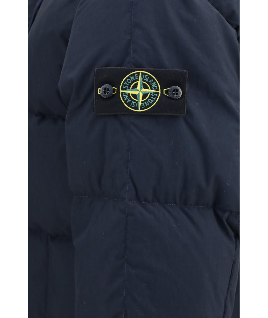 STONE ISLAND Синий нейлоновый пуховик, фото 3