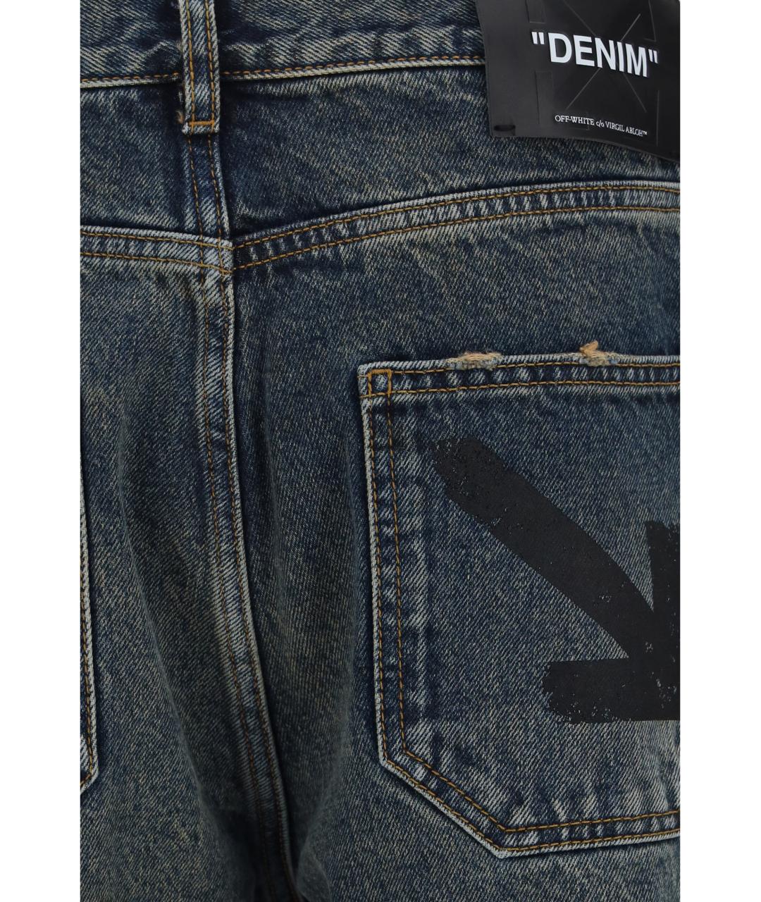 OFF-WHITE Синие хлопковые прямые джинсы, фото 3