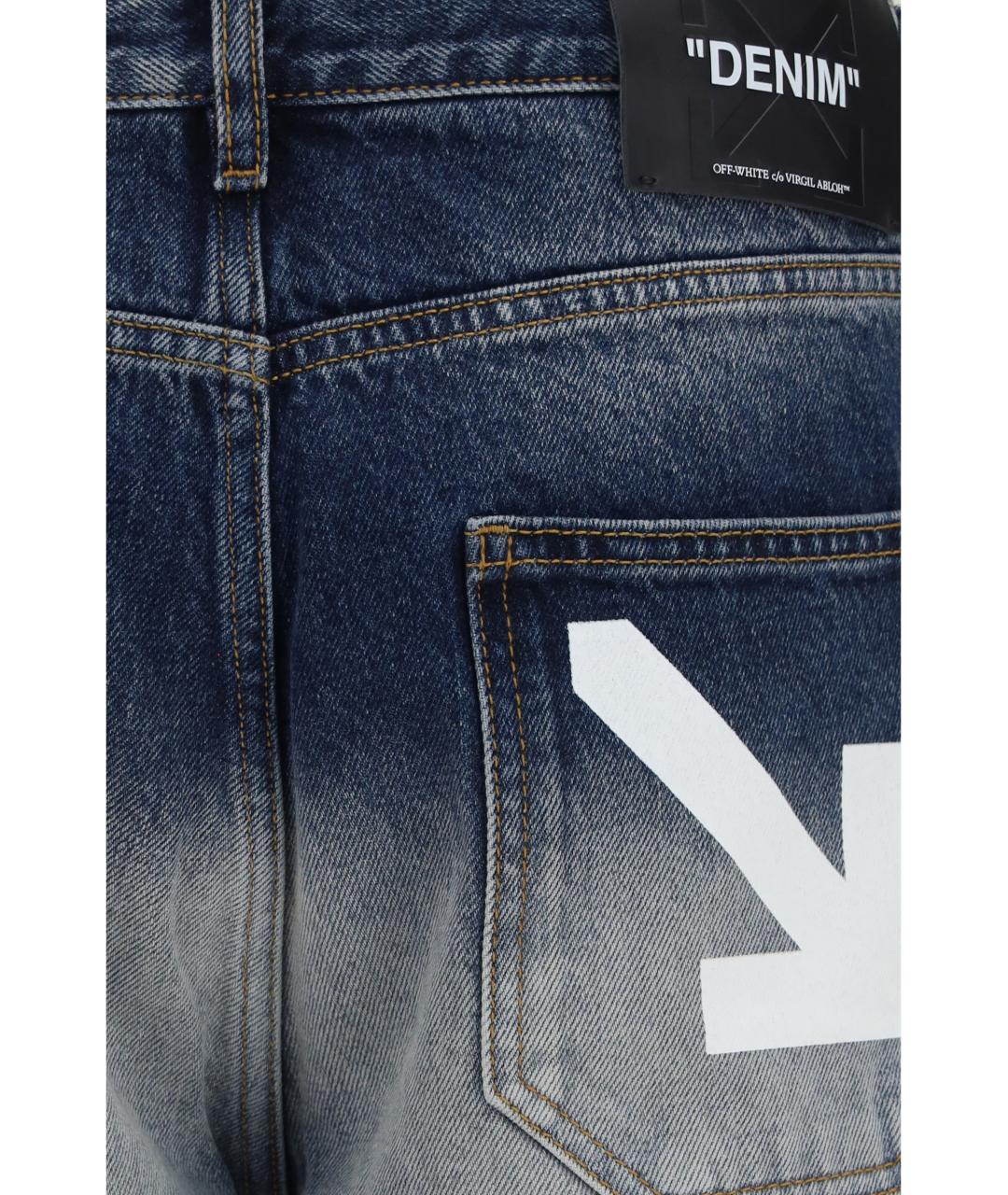 OFF-WHITE Синие хлопковые прямые джинсы, фото 3