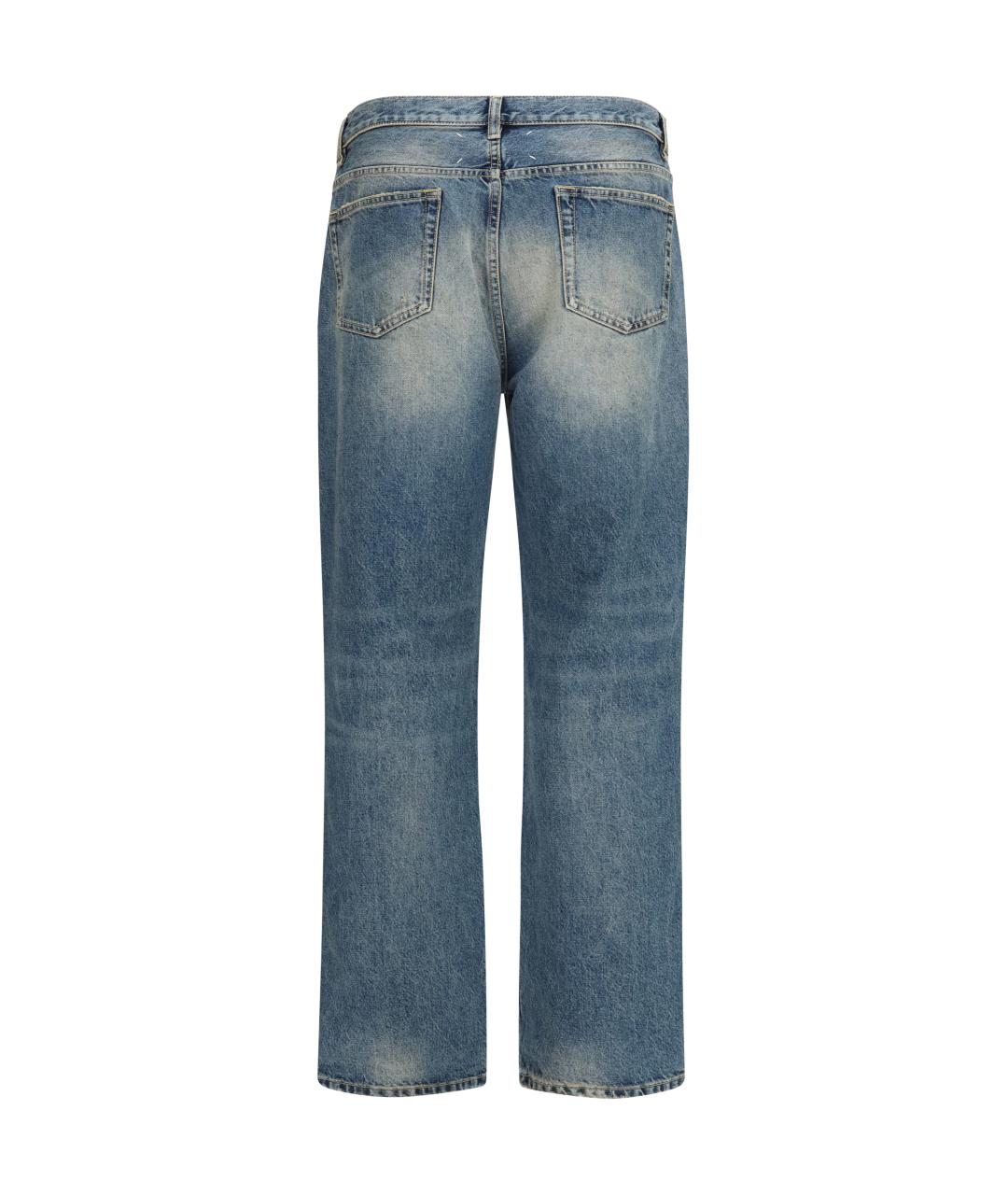 MAISON MARGIELA Синие хлопковые прямые джинсы, фото 2