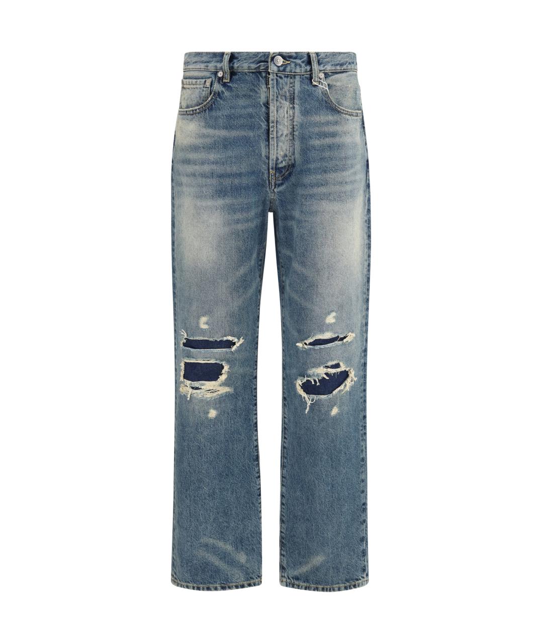 MAISON MARGIELA Синие хлопковые прямые джинсы, фото 1