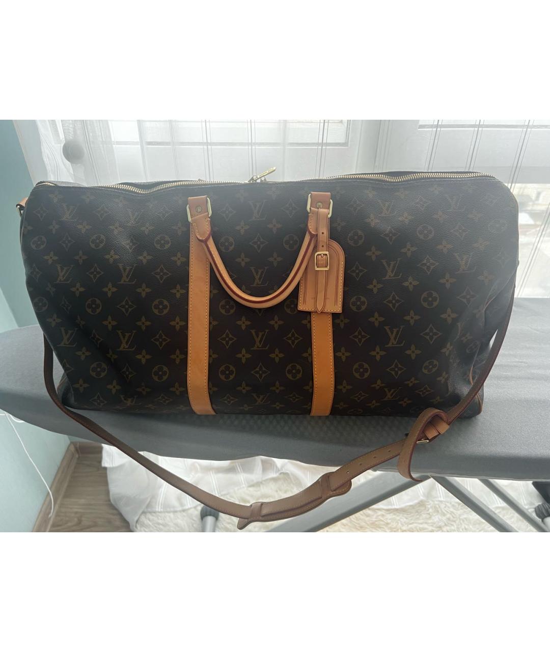 LOUIS VUITTON Коричневая дорожная/спортивная сумка из канвы, фото 7