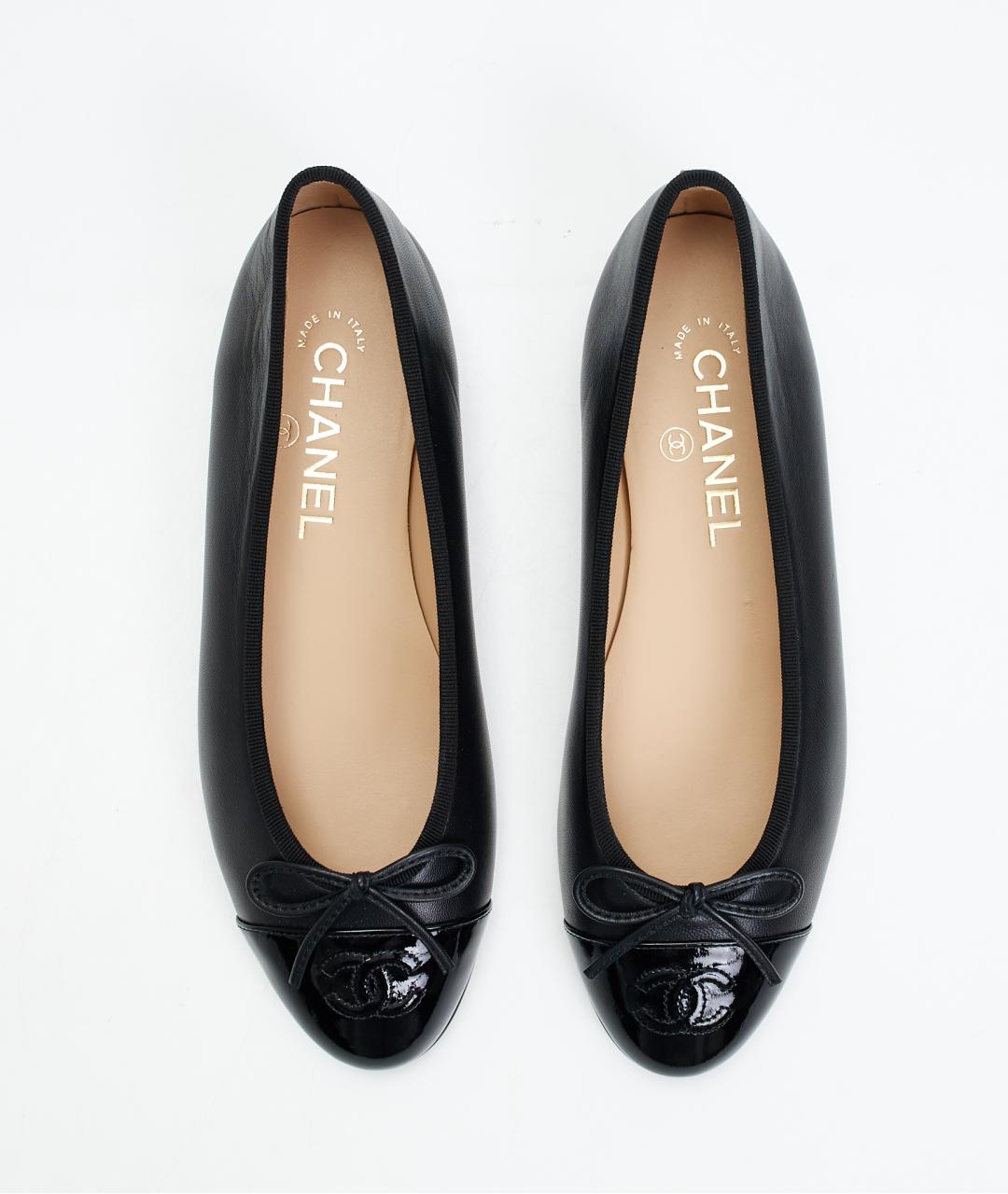 CHANEL Черные кожаные балетки, фото 5