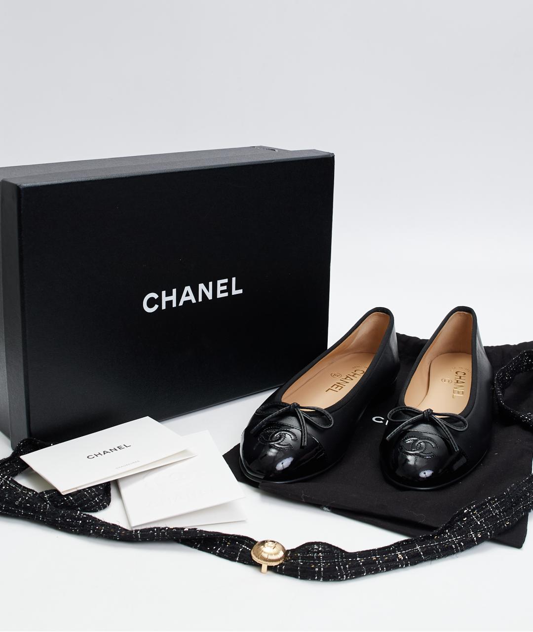 CHANEL Черные кожаные балетки, фото 6