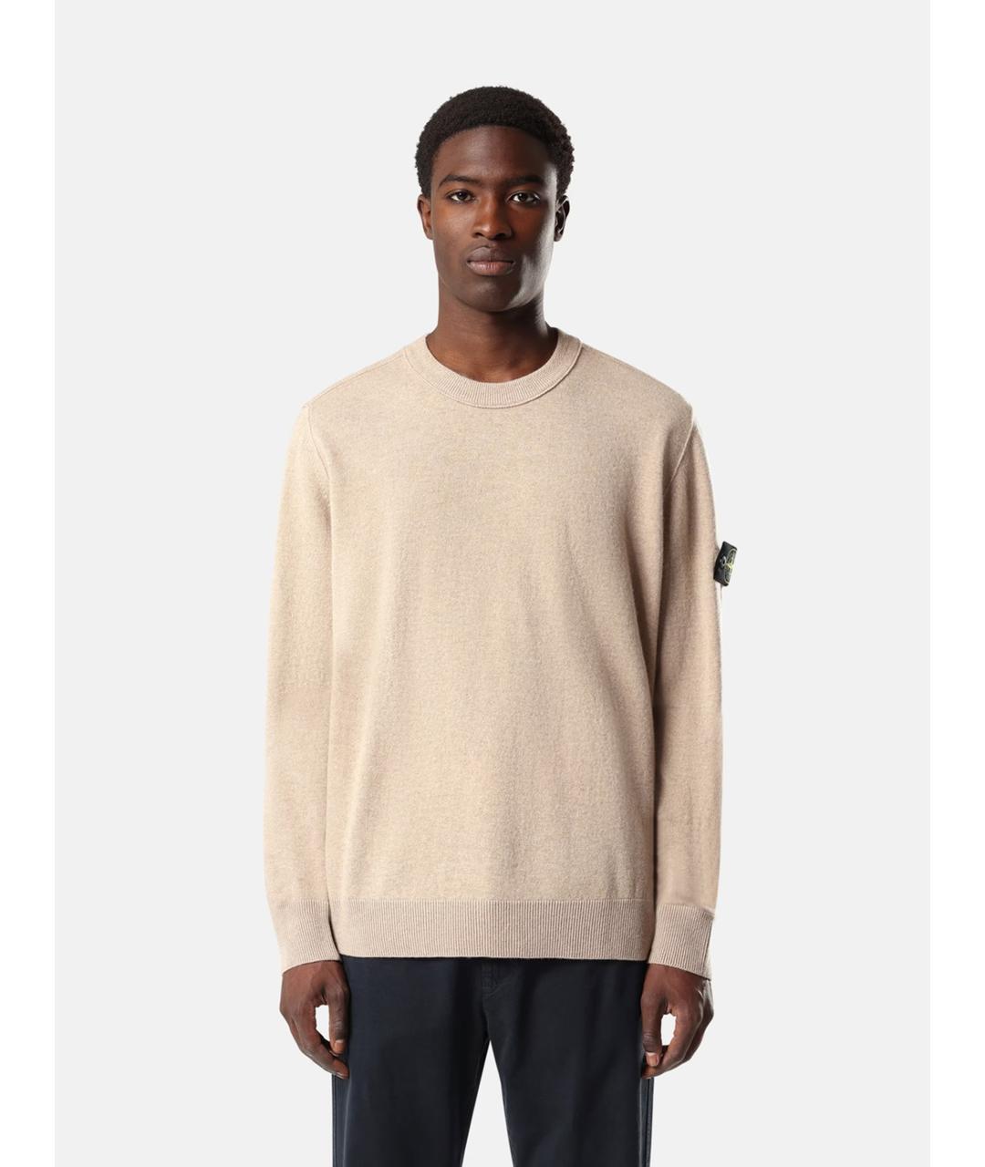 STONE ISLAND Бежевый шерстяной джемпер / свитер, фото 3