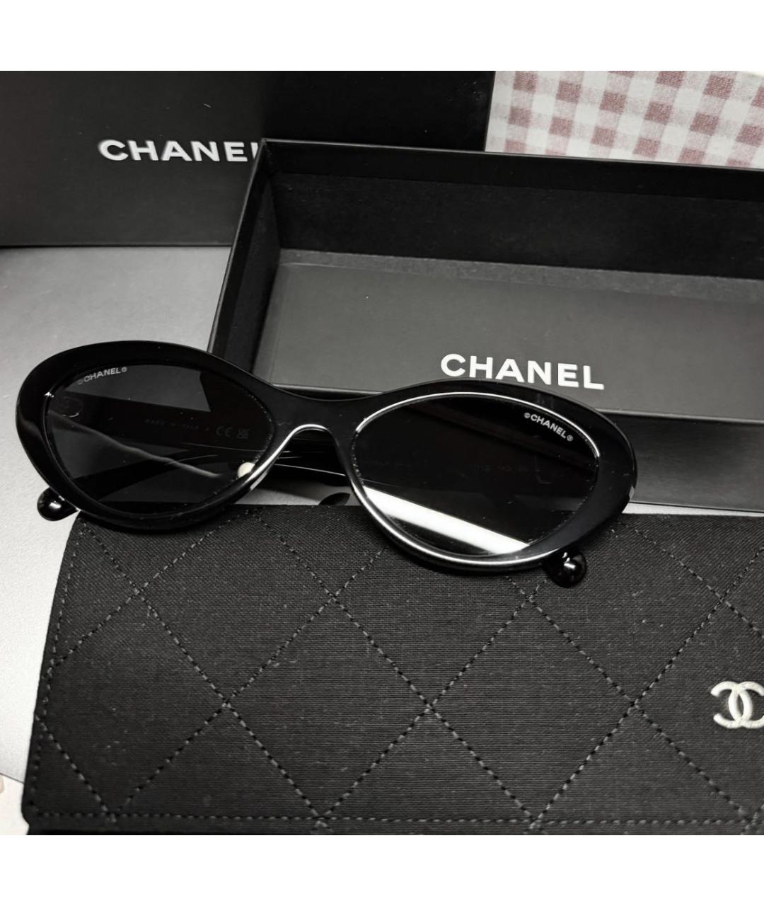 CHANEL Черные пластиковые солнцезащитные очки, фото 3