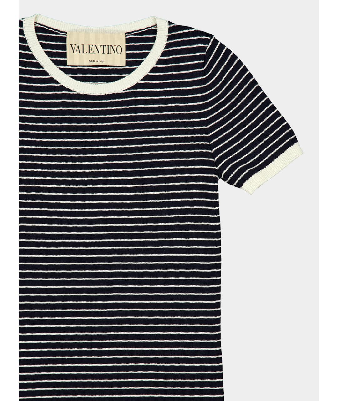 VALENTINO Темно-синяя хлопковая футболка, фото 3