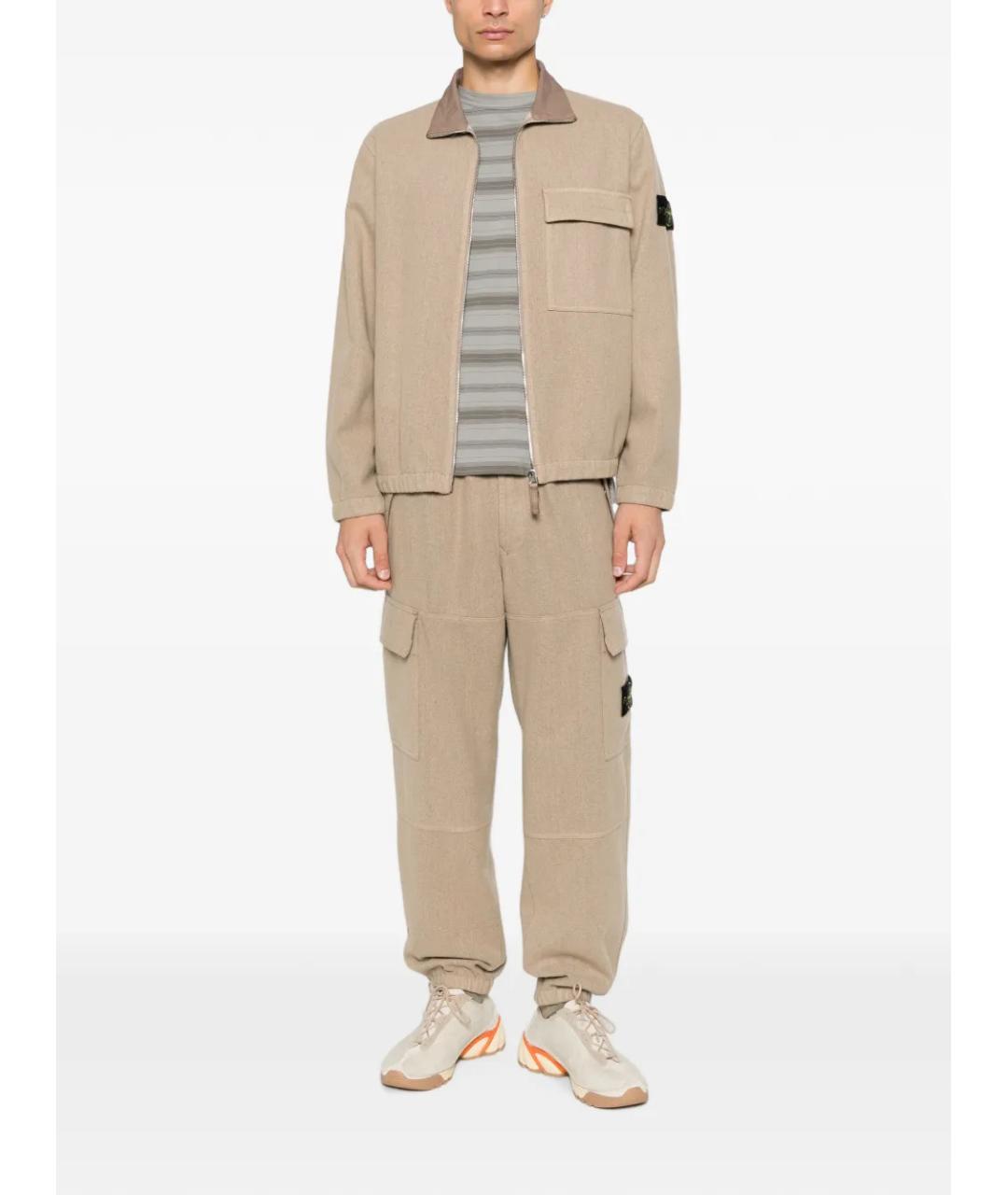 STONE ISLAND Бежевая шерстяная куртка, фото 2