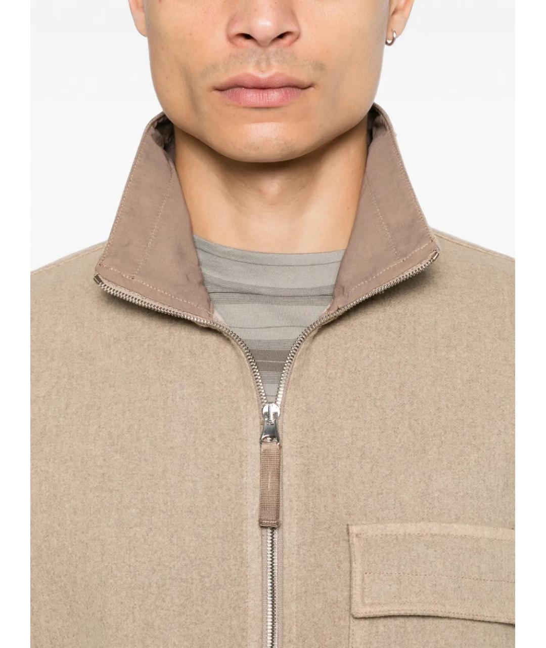 STONE ISLAND Бежевая шерстяная куртка, фото 5