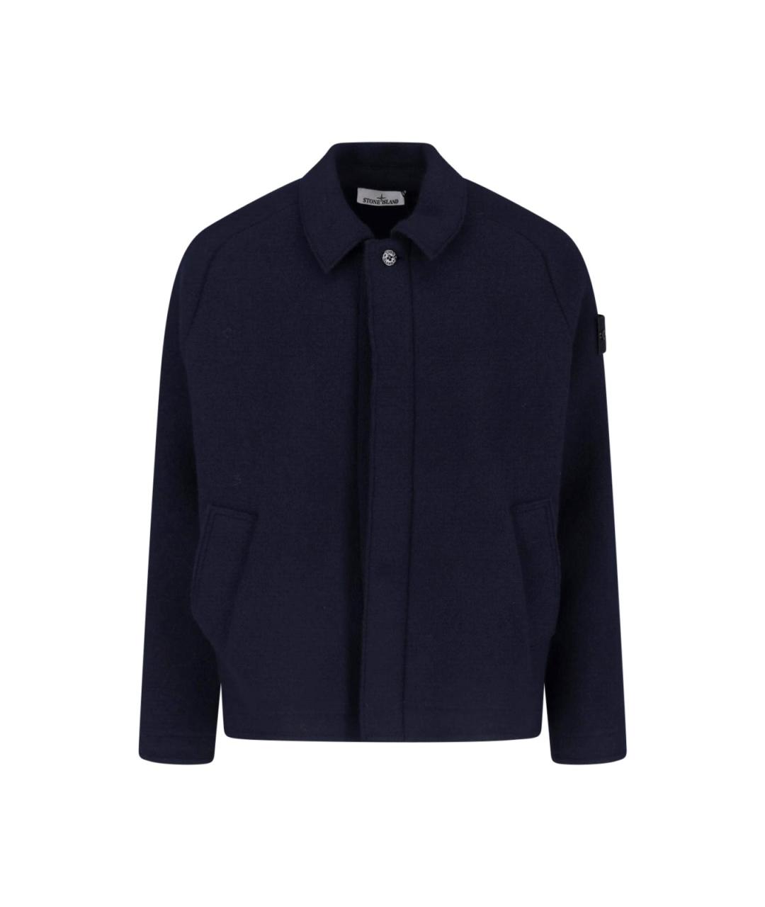 STONE ISLAND Темно-синяя шерстяная куртка, фото 1