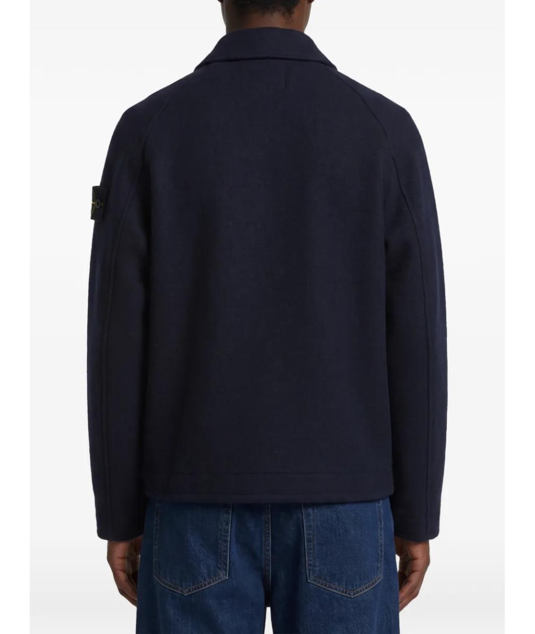 STONE ISLAND Темно-синяя шерстяная куртка, фото 4